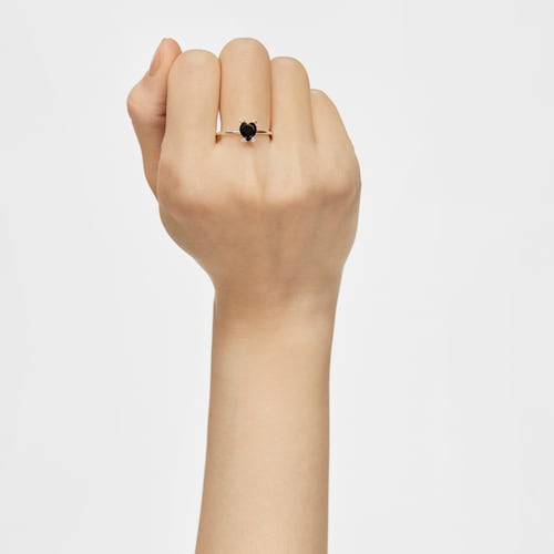Silver Color Pills Heart ring with onyx