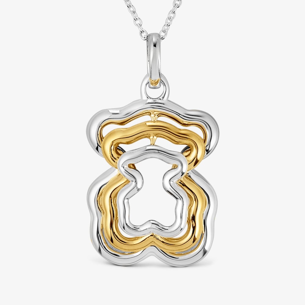 Collier triple ourson de deux couleurs Bickie