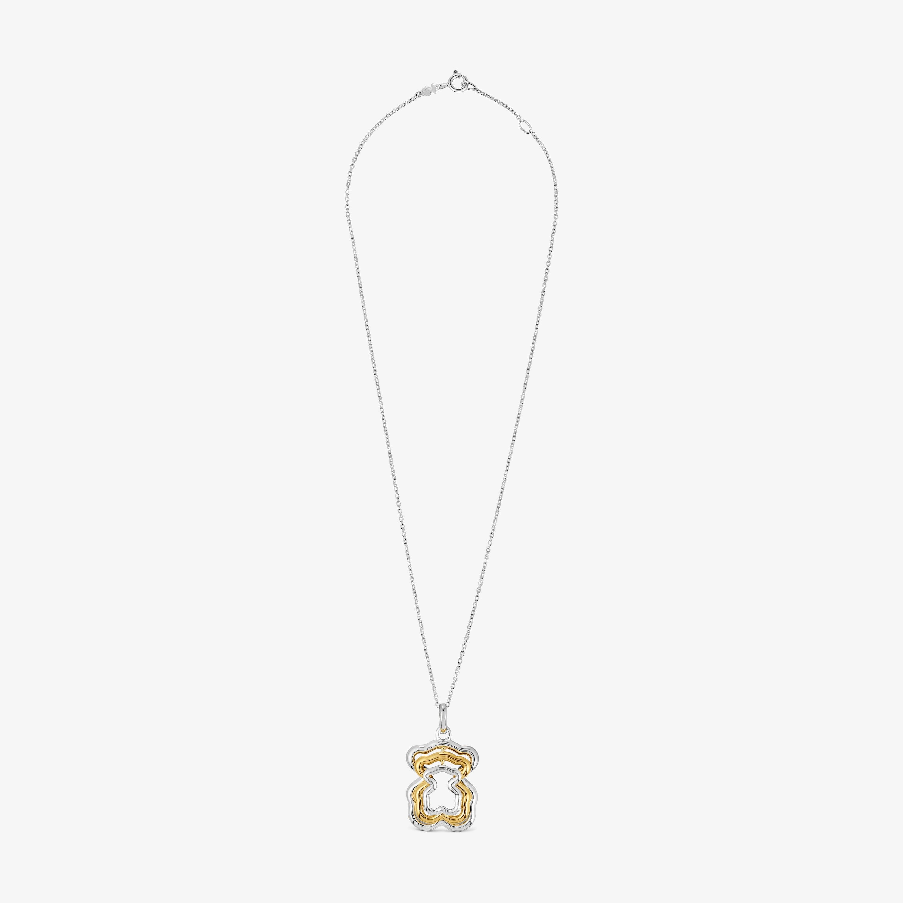 Triple two-tone Bickie bear necklace