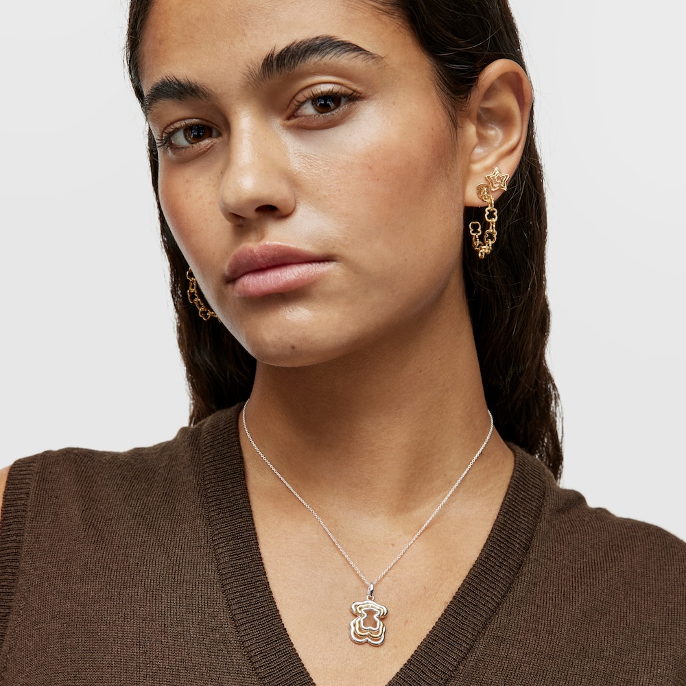 Collier triple ourson de deux couleurs Bickie