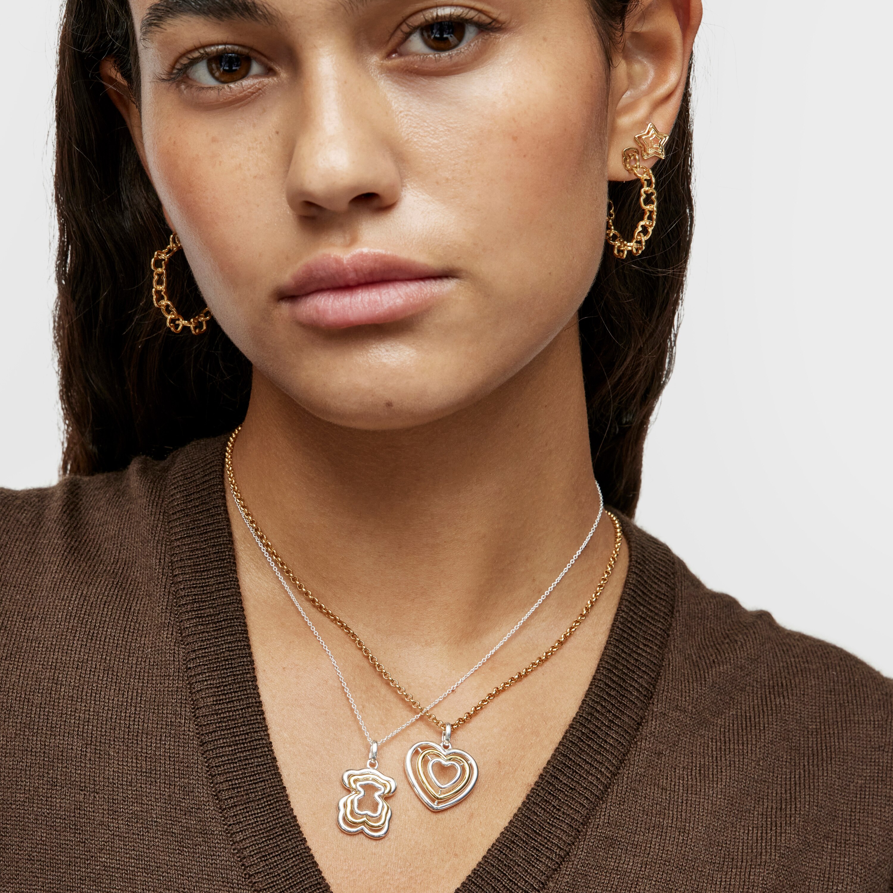 Triple two-tone Bickie bear necklace