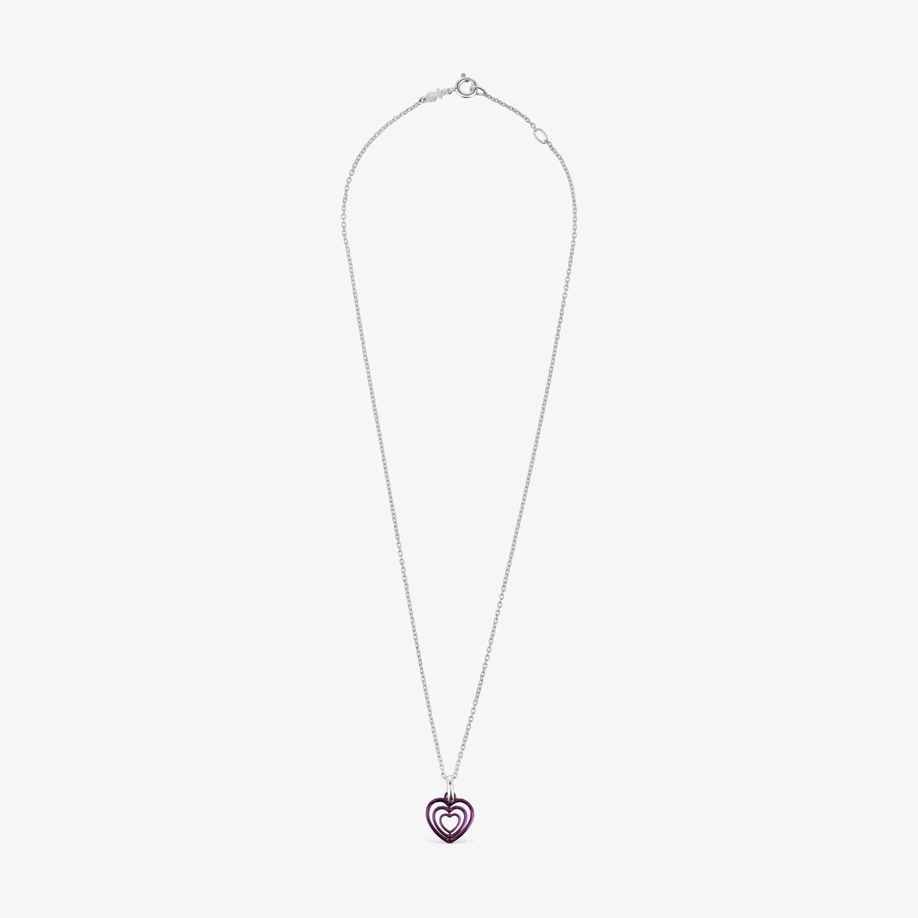 Bickie purple IP steel triple heart silver necklace