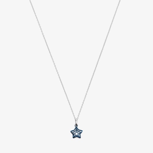 Naszyjnik z potr&oacute;jną gwiazdką z niebieskiej stali IP i łańcuszkiem ze srebra Bickie