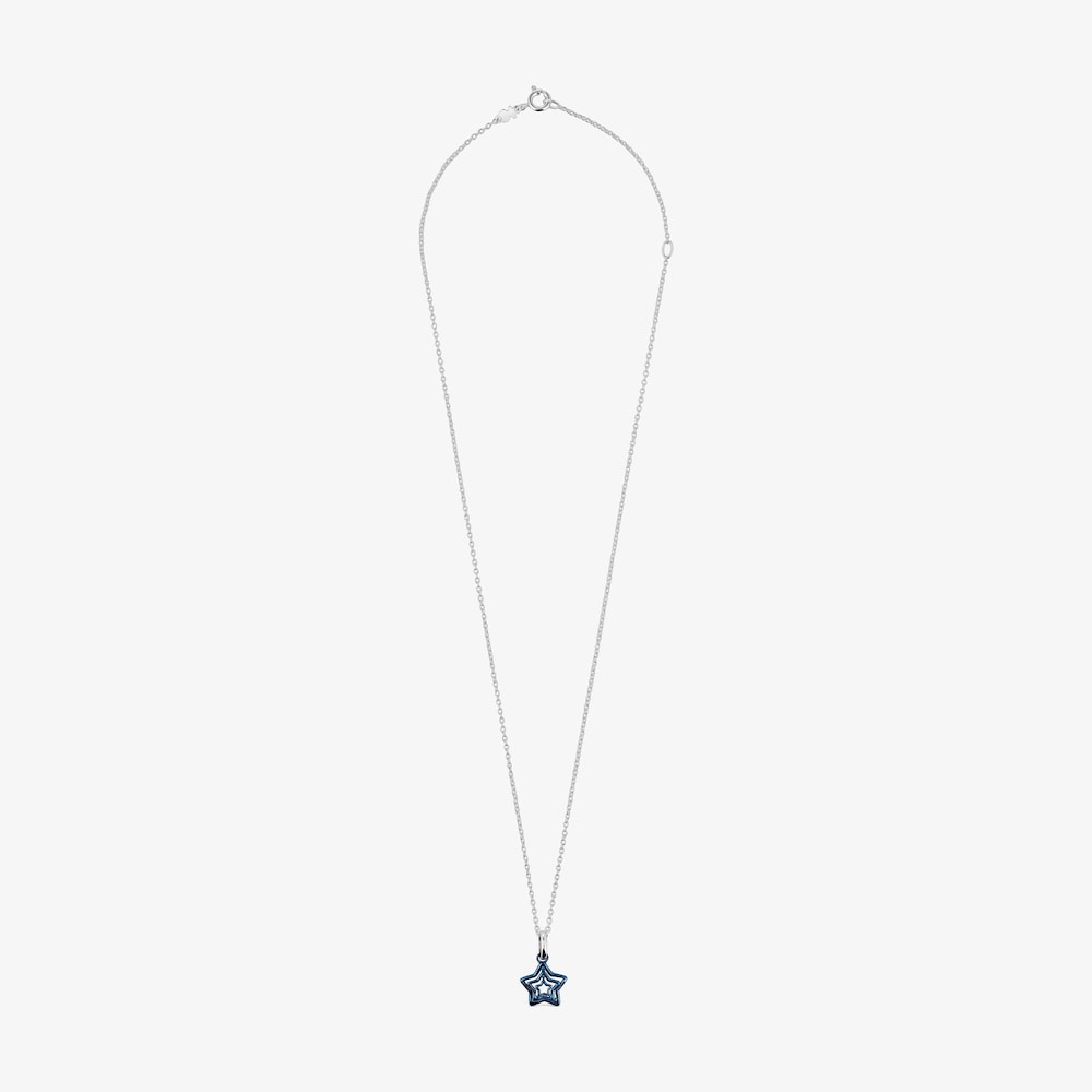Naszyjnik z potr&oacute;jną gwiazdką z niebieskiej stali IP i łańcuszkiem ze srebra Bickie