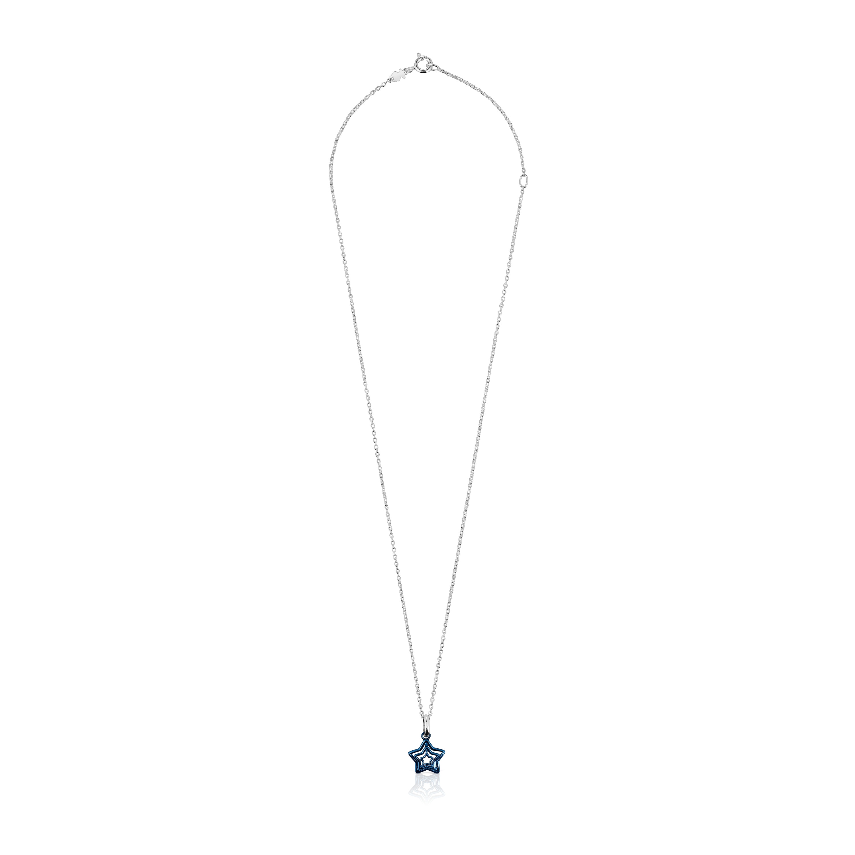 Bickie blue IP steel triple star silver Necklace