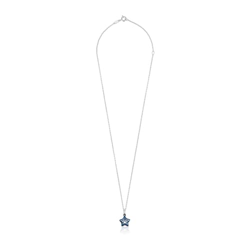 Collar de plata y triple estrella de acero IP azul Bickie