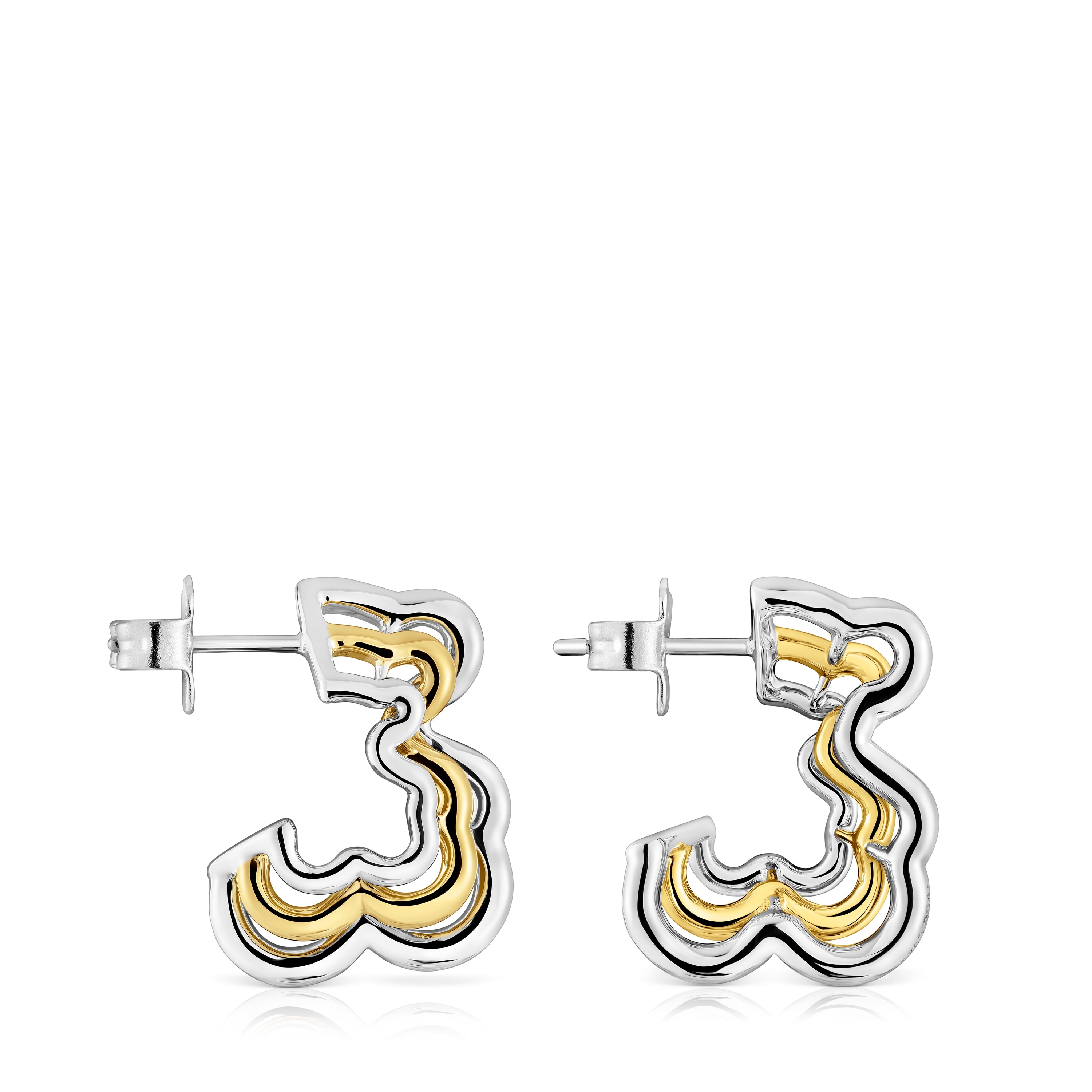 Pendientes pequeños triple oso bicolor Bickie