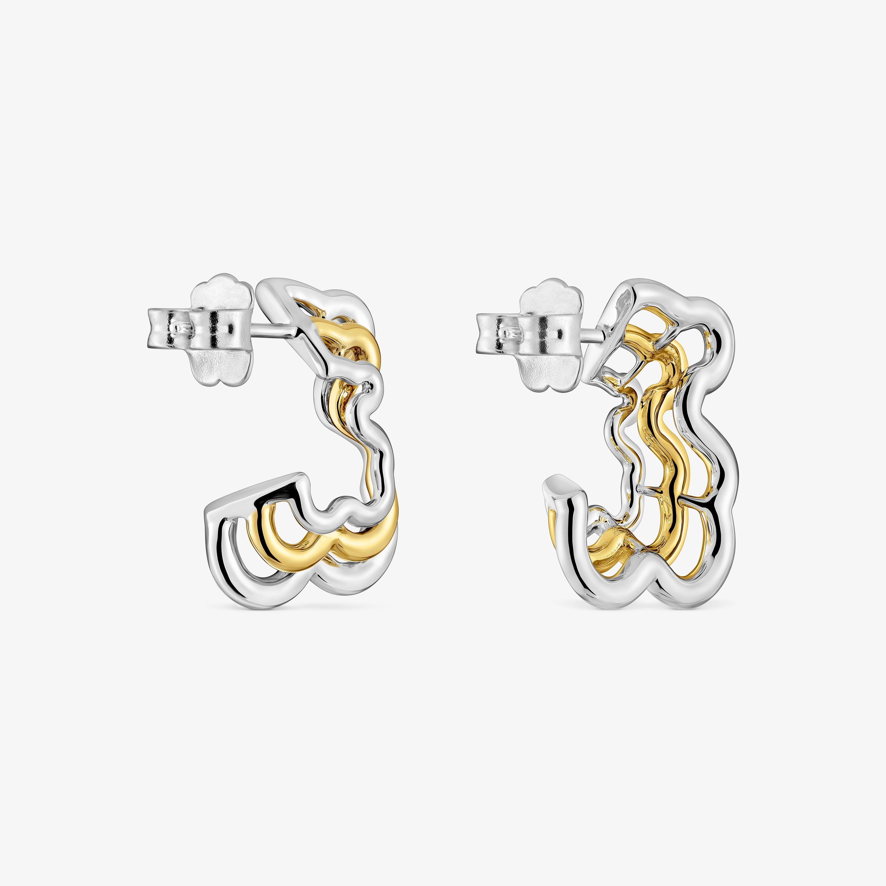 Small two-tone triple bear Bickie Earrings