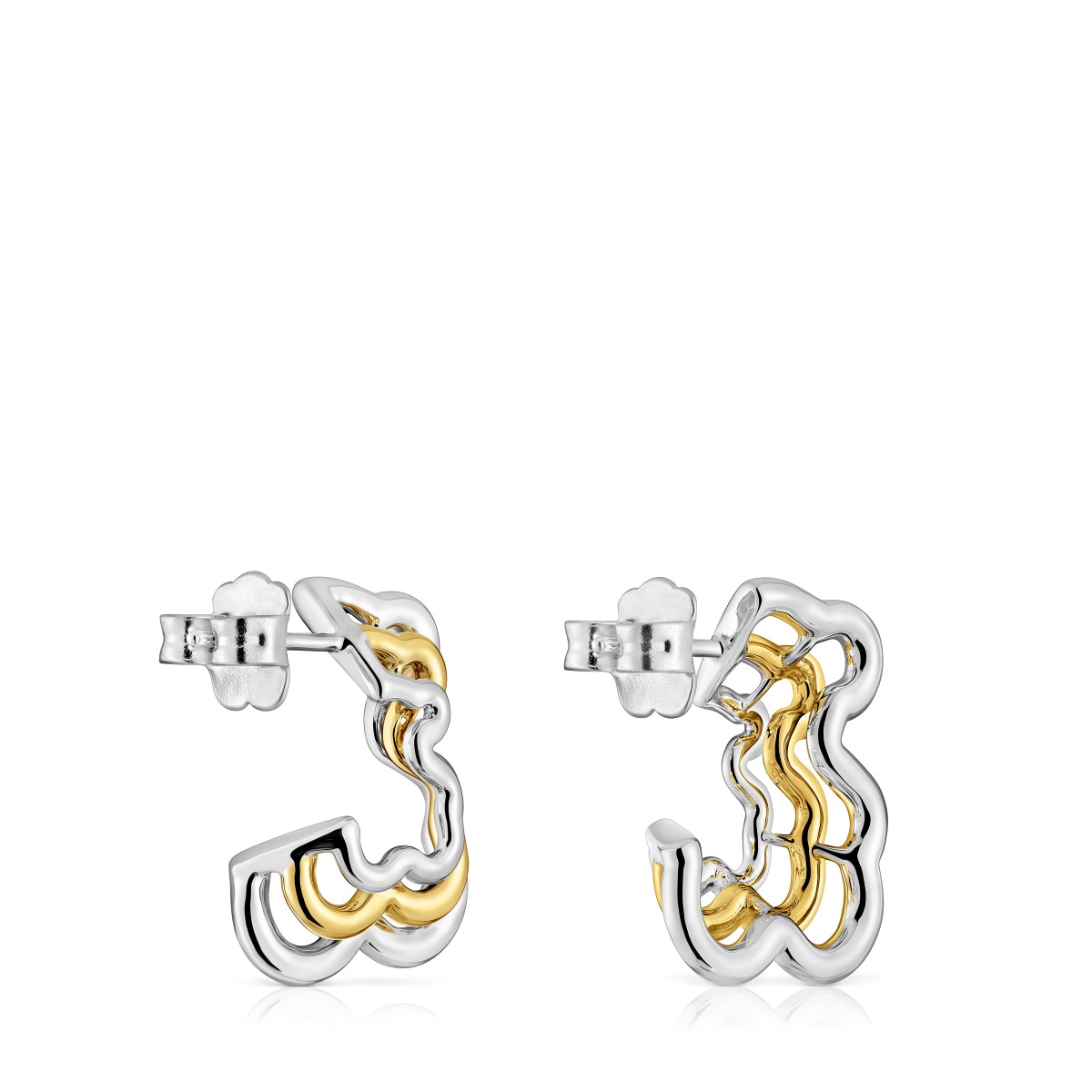 Small two-tone triple bear Bickie Earrings