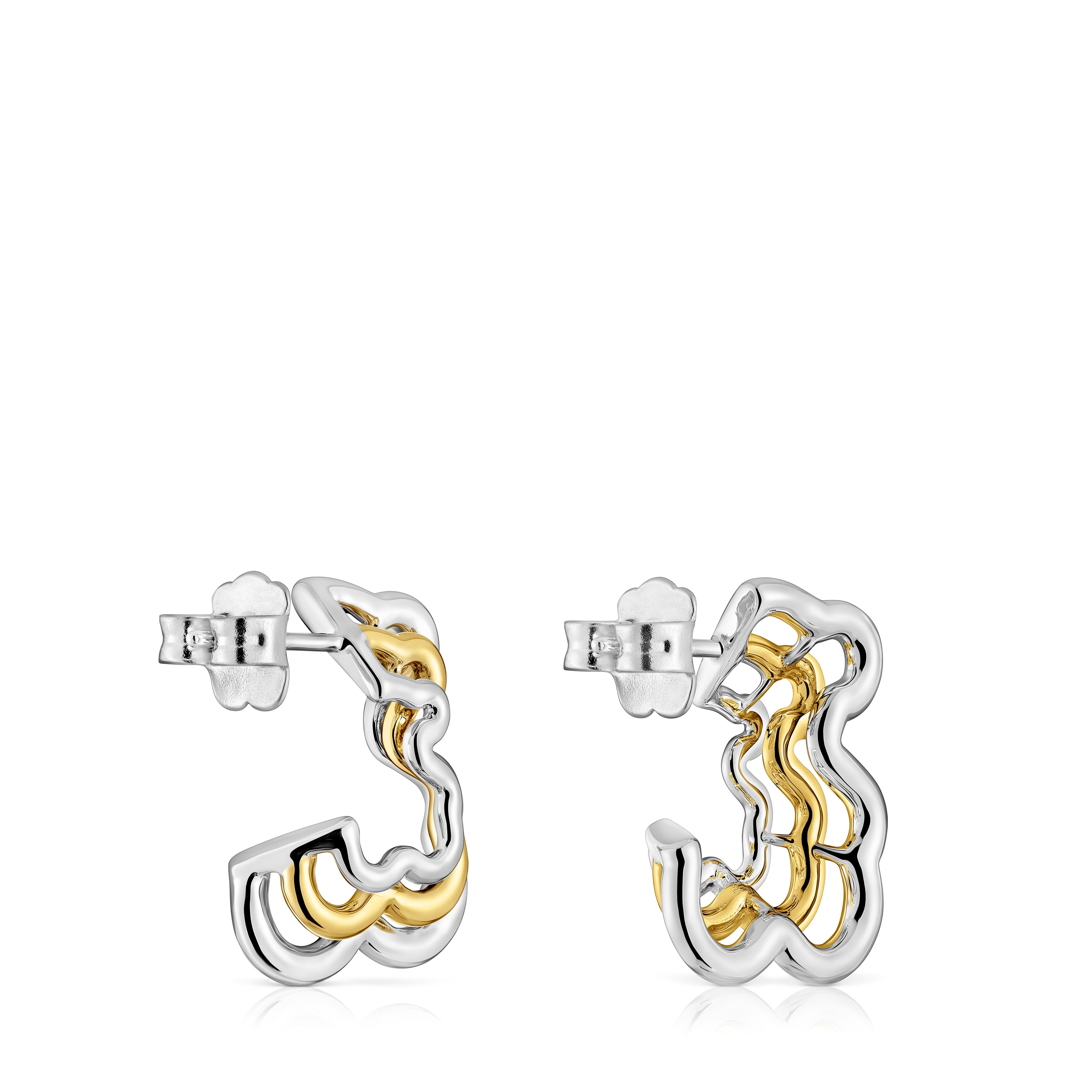 Pendientes pequeños triple oso bicolor Bickie
