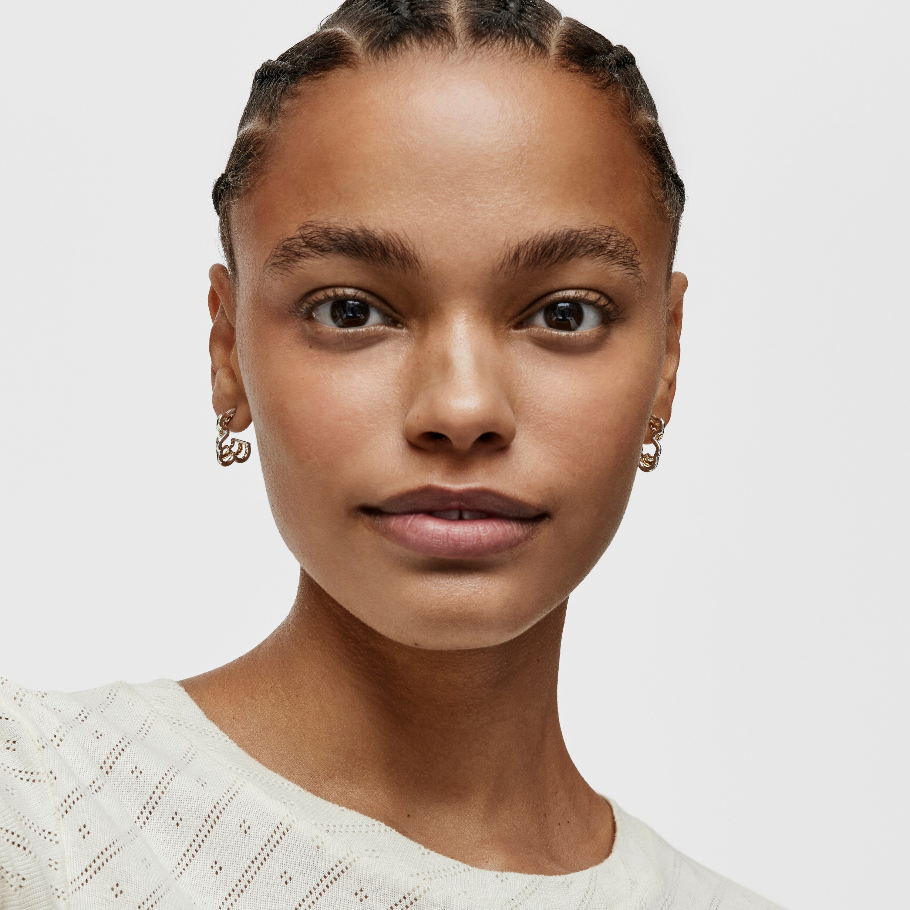 Small two-tone triple bear Bickie Earrings