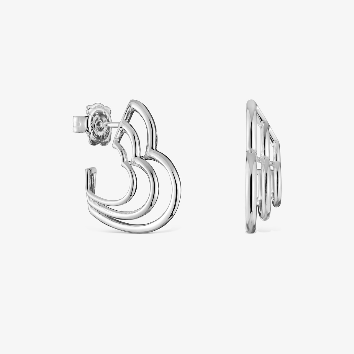 Tous - Pendientes Pequeños Triple Corazón De Plata Bickie - Plateado