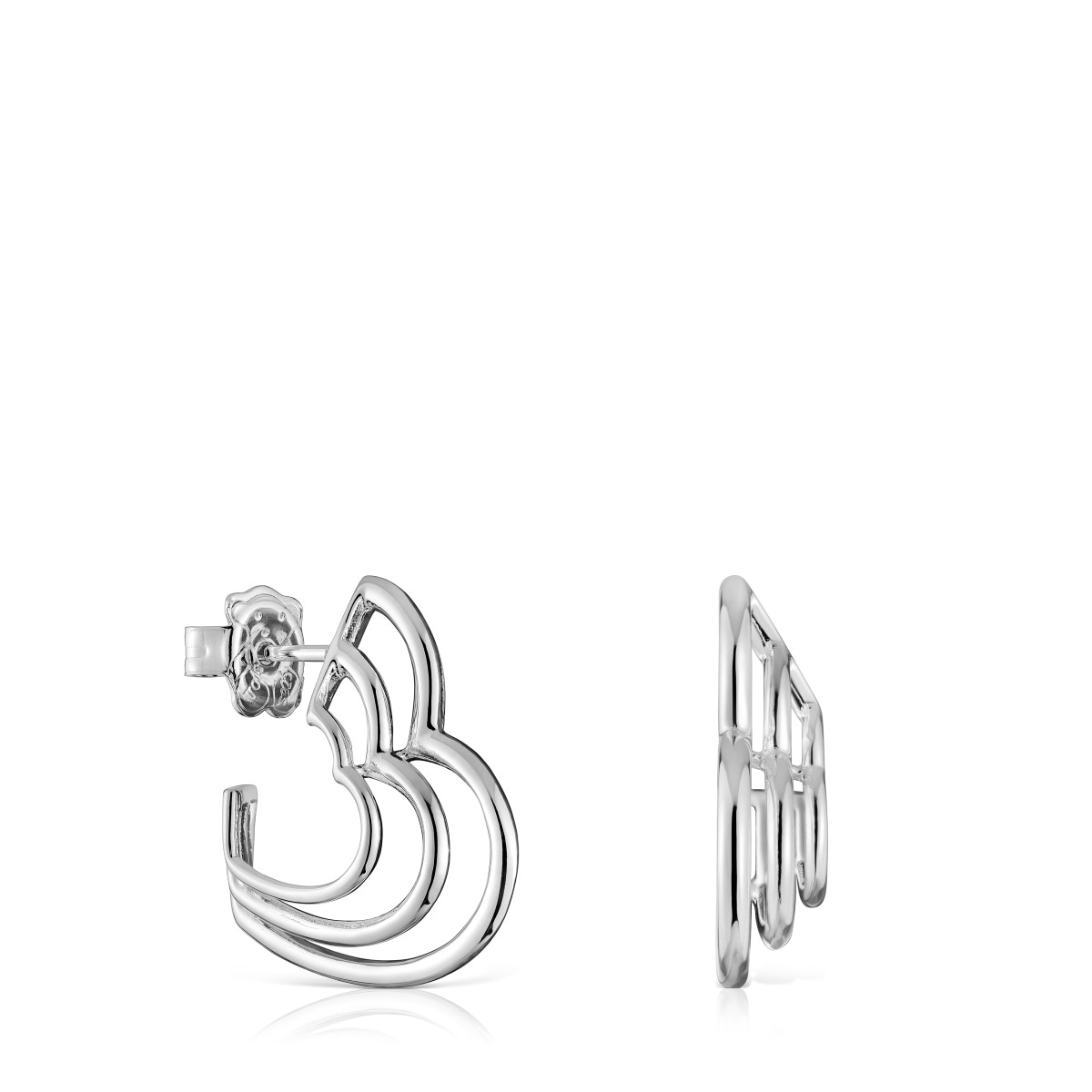 Pendientes pequeños triple corazón de plata Bickie