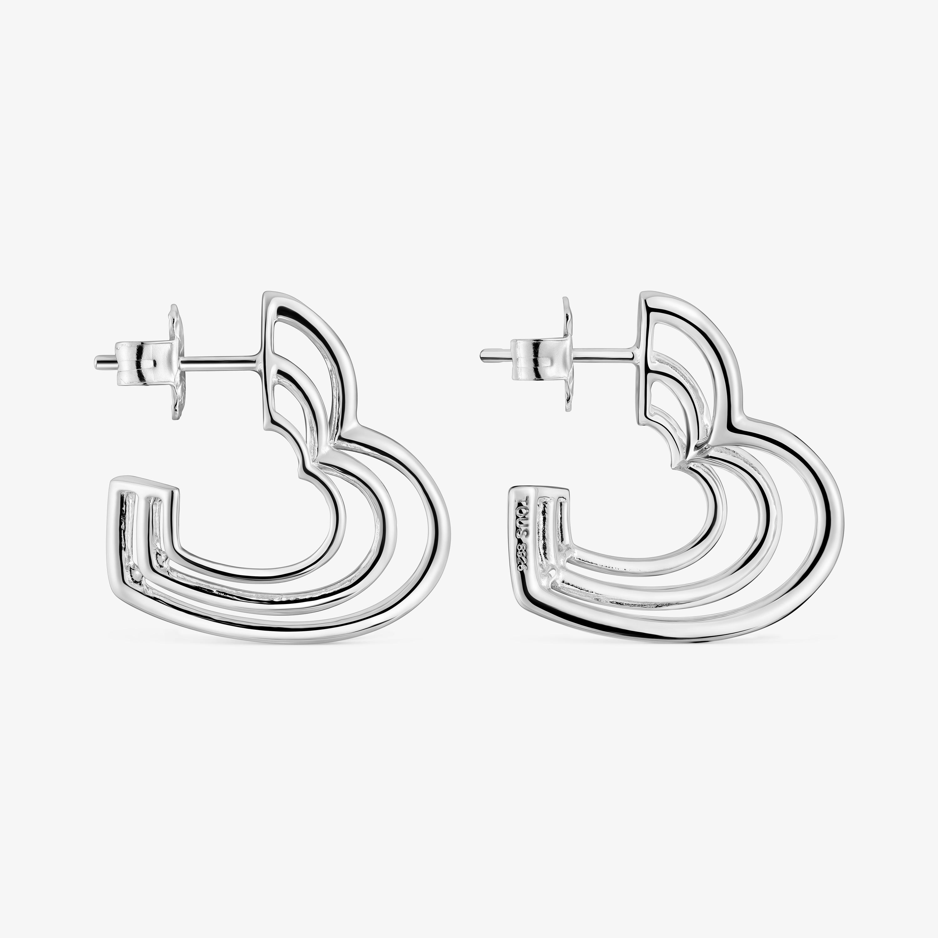 Small Bickie triple heart silver Earrings