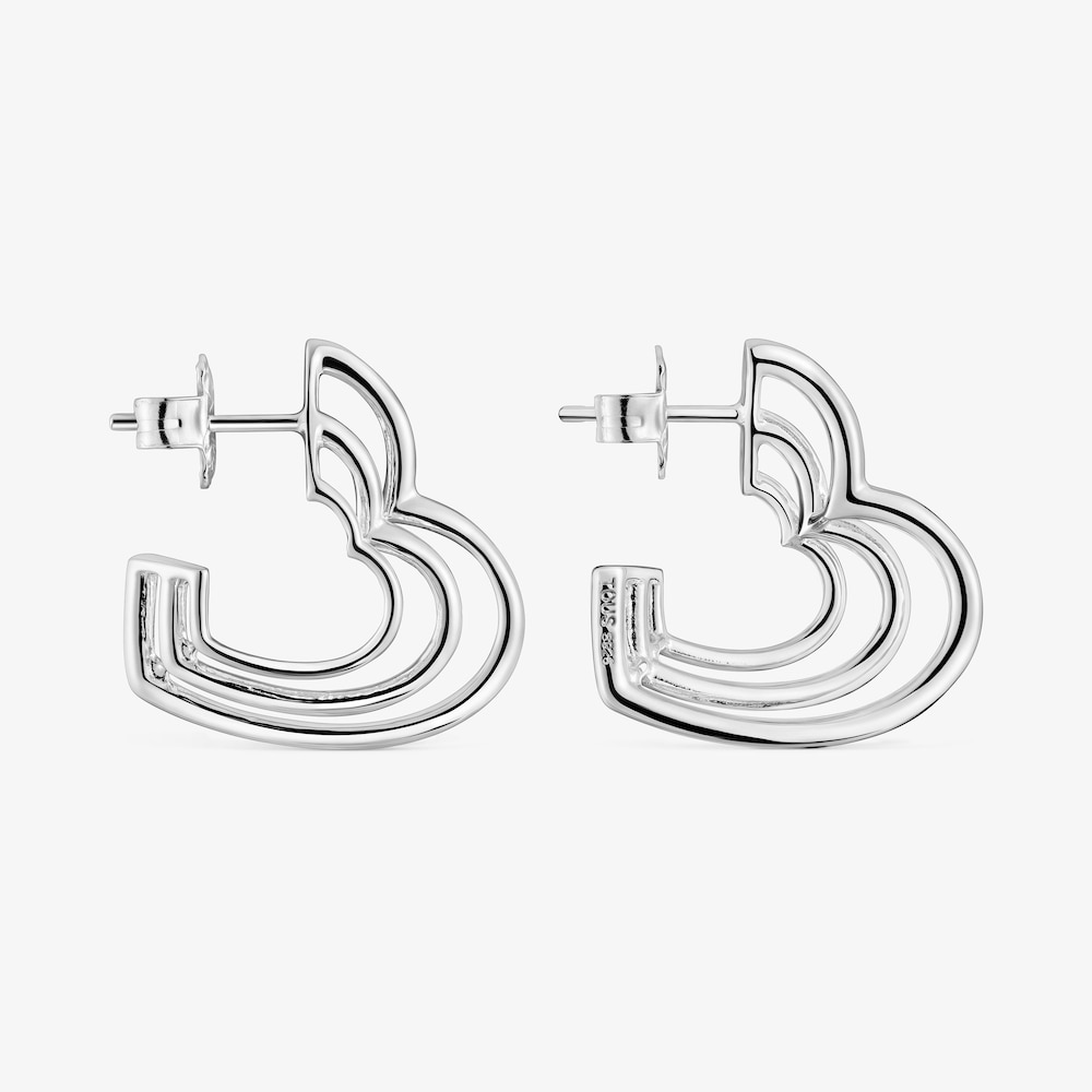 Orecchini piccoli con triplo cuore in argento Bickie