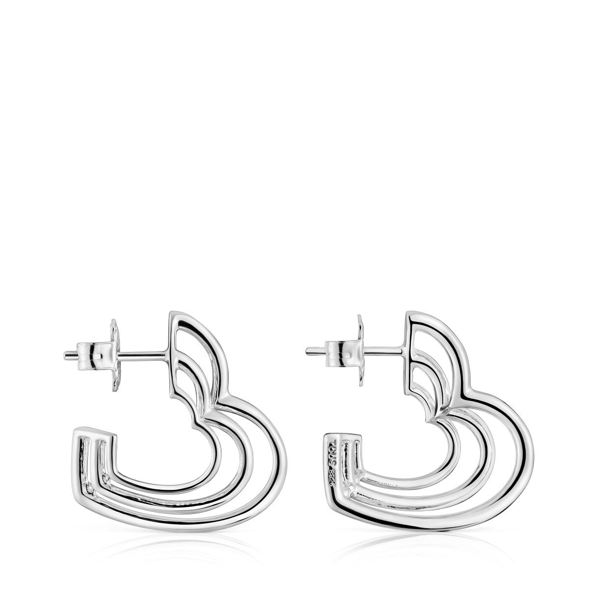 Pendientes pequeños triple corazón de plata Bickie
