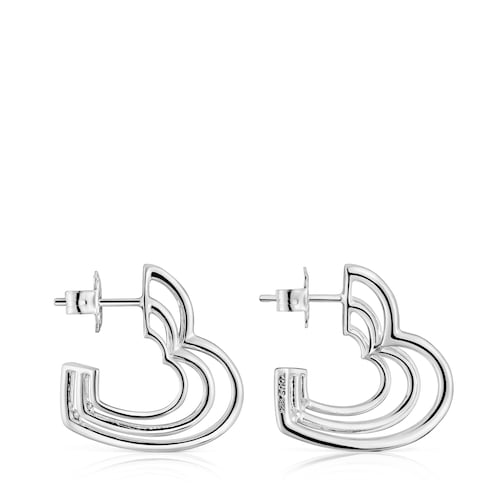 Pendientes pequeños triple corazón de plata Bickie