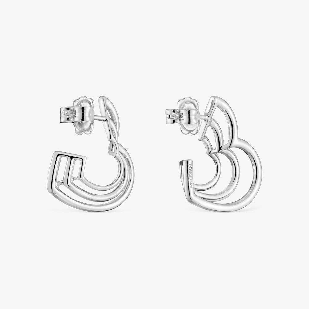 Orecchini piccoli con triplo cuore in argento Bickie