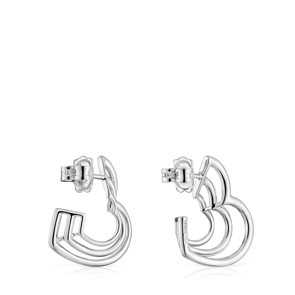 Pendientes pequeños triple corazón de plata Bickie