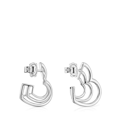 Pendientes pequeños triple corazón de plata Bickie