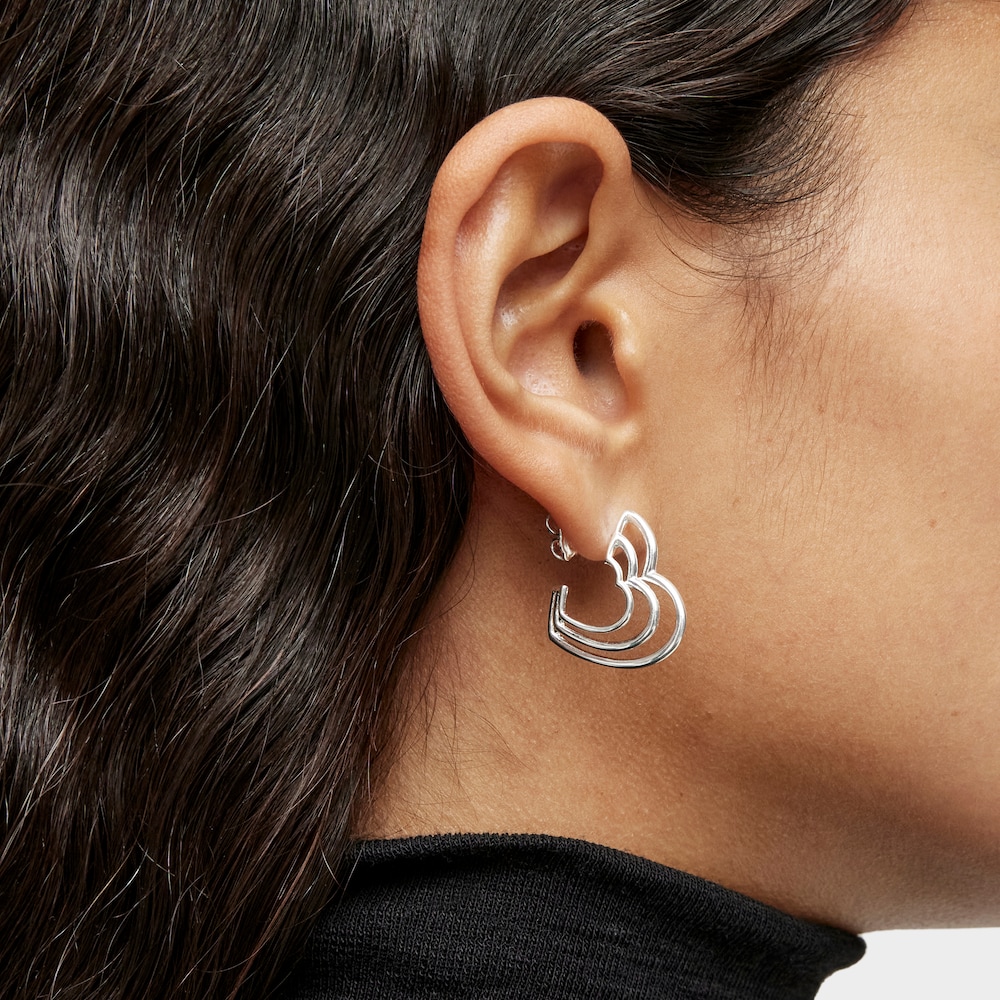 Orecchini piccoli con triplo cuore in argento Bickie