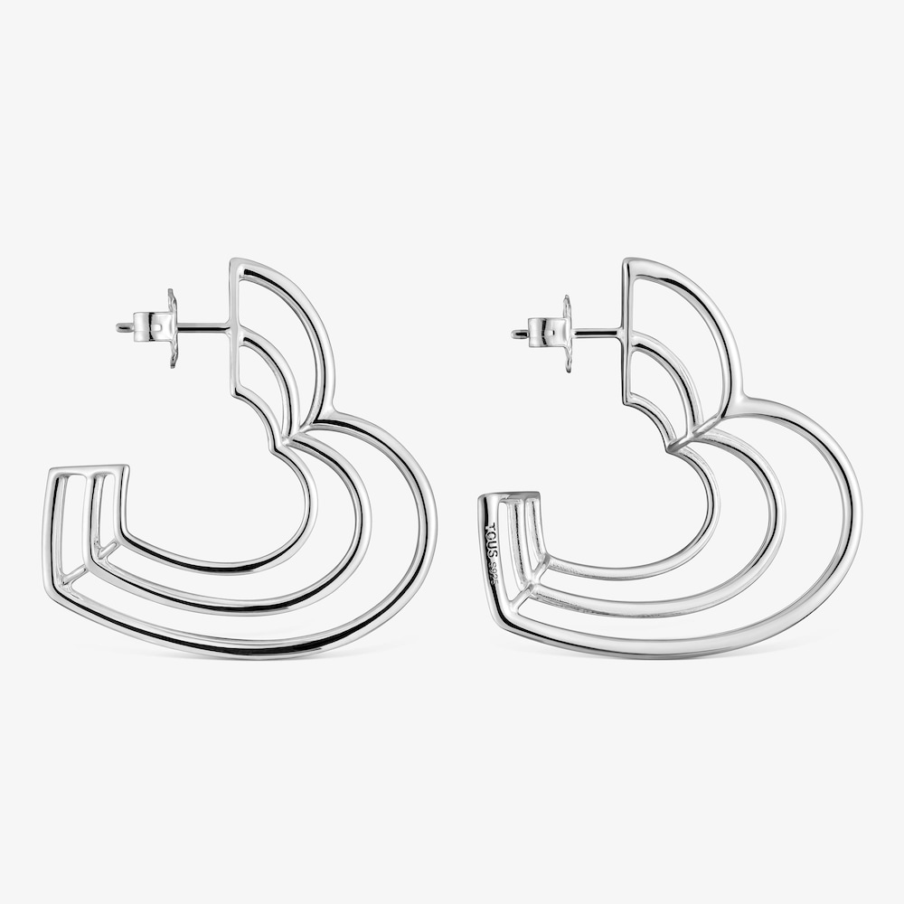 Pendientes triple coraz&oacute;n de plata Bickie