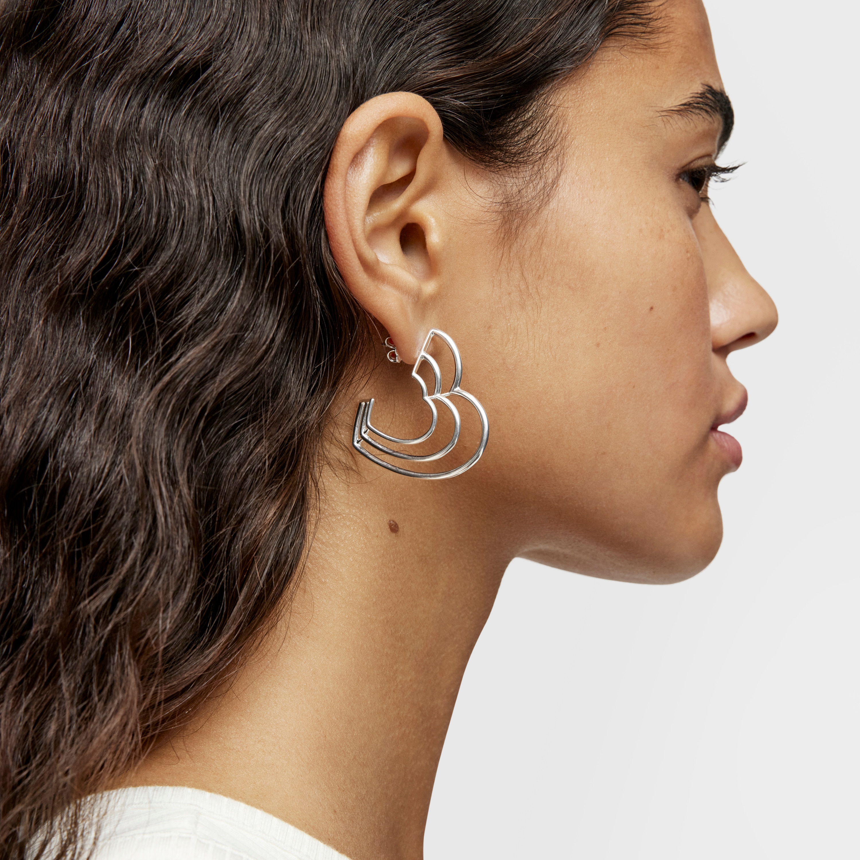 Bickie triple heart silver Eearrings