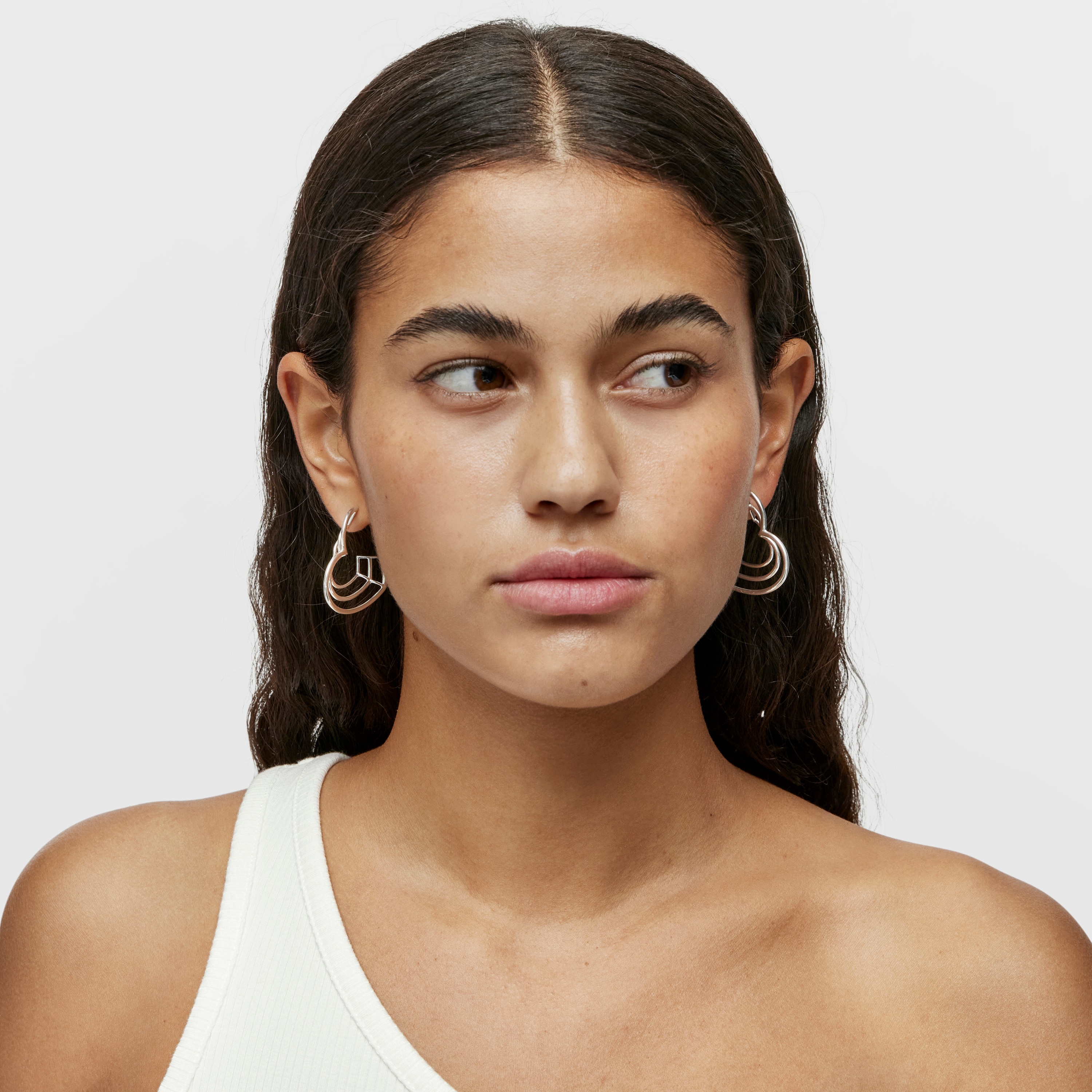 Bickie triple heart silver Eearrings