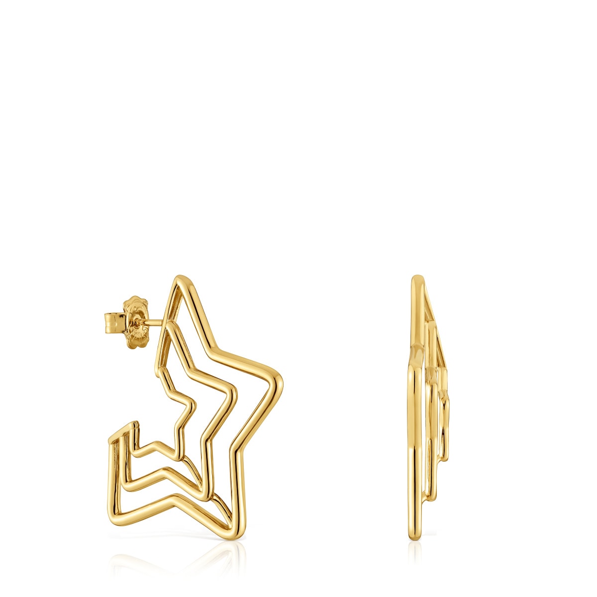 Bickie triple star Earrings with 18 kt gold plating over silver