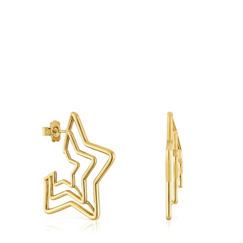 Bickie triple star Earrings with 18 kt gold plating over silver
