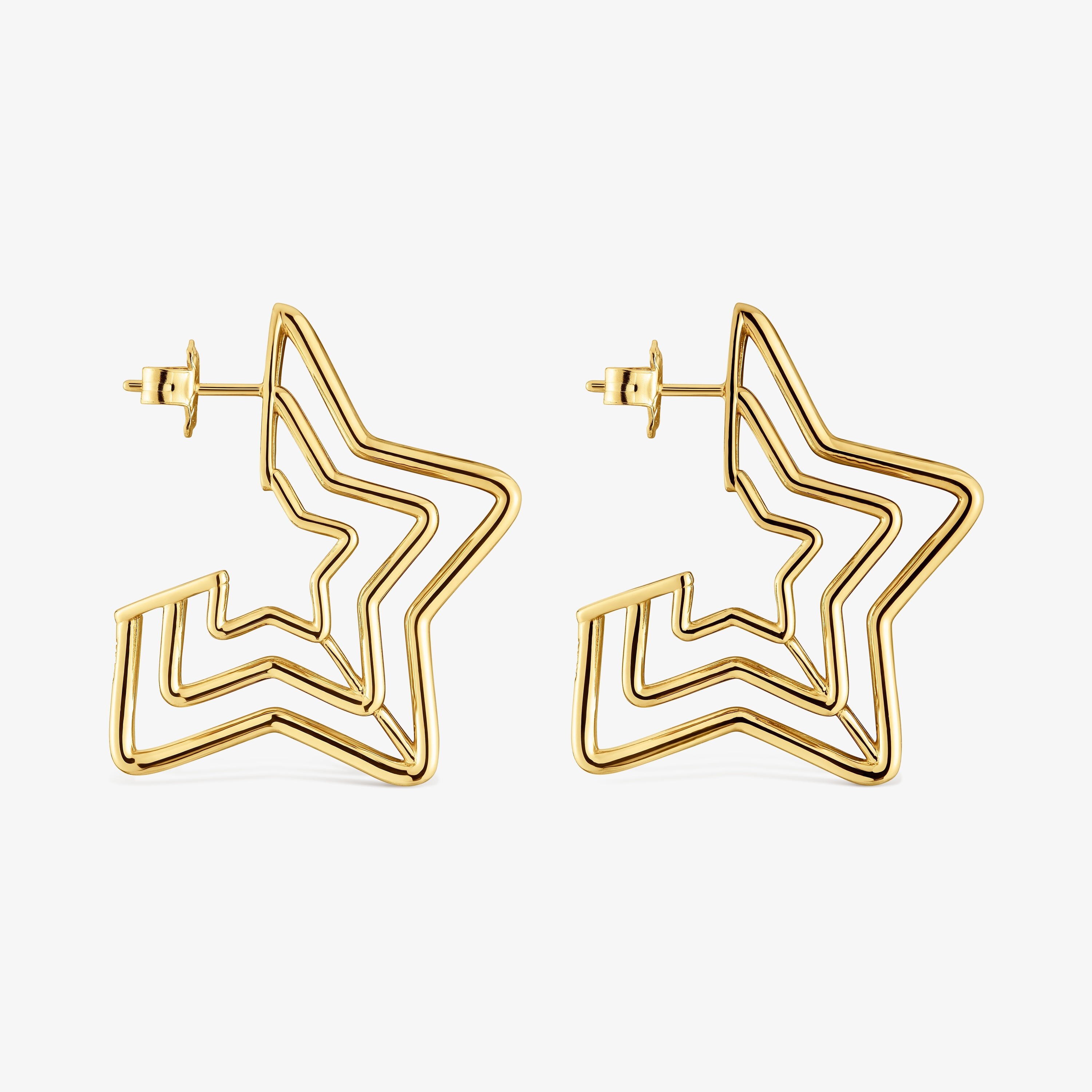 Bickie triple star Earrings with 18K gold vermeil