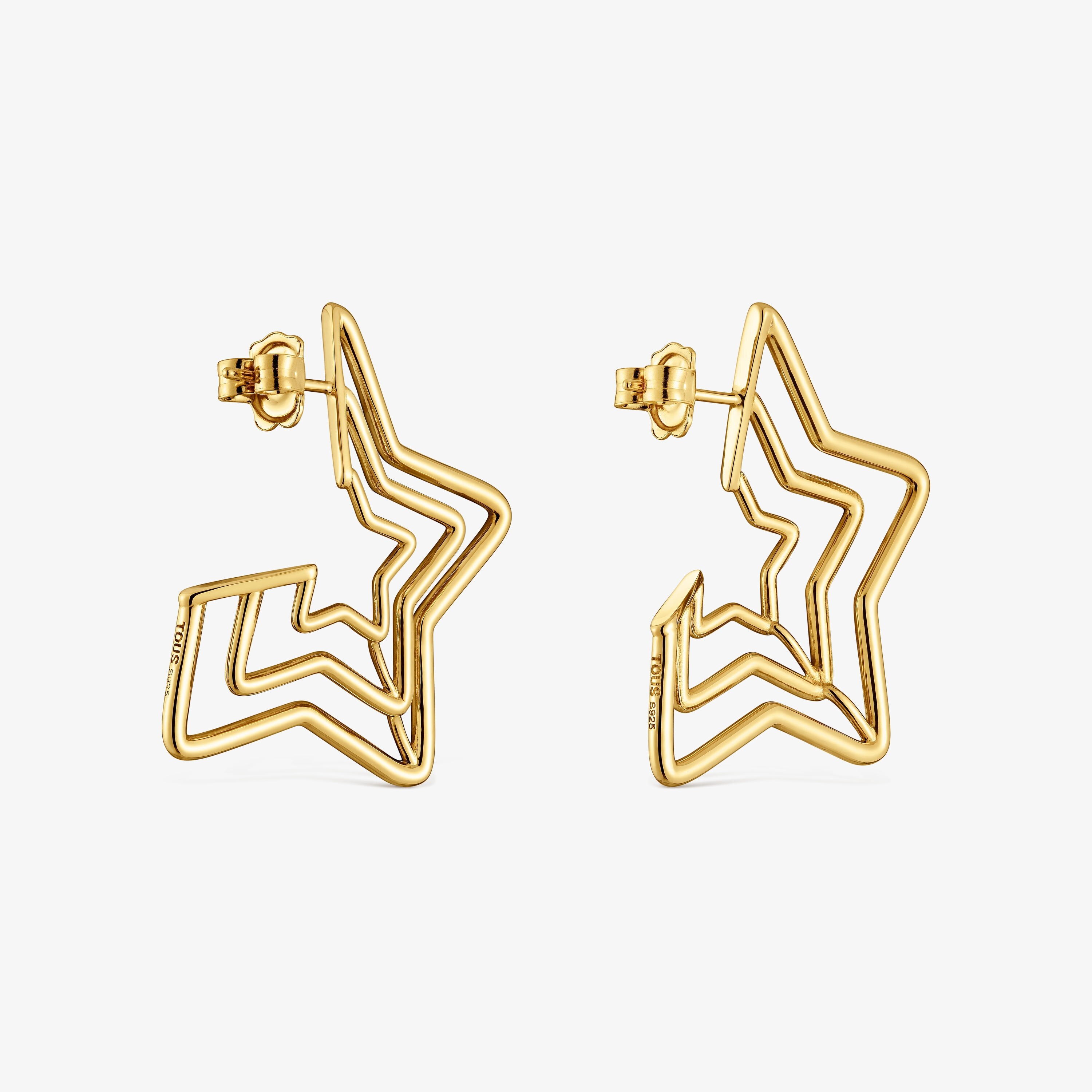 Bickie triple star Earrings with 18K gold vermeil
