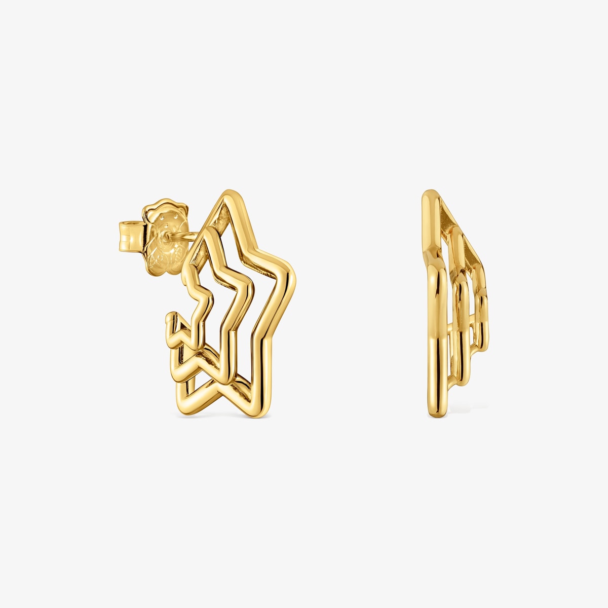 Tous - Pendientes Pequeños Triple Estrella Con Baño De Oro 18 Kt Sobre Plata Bickie - Dorado