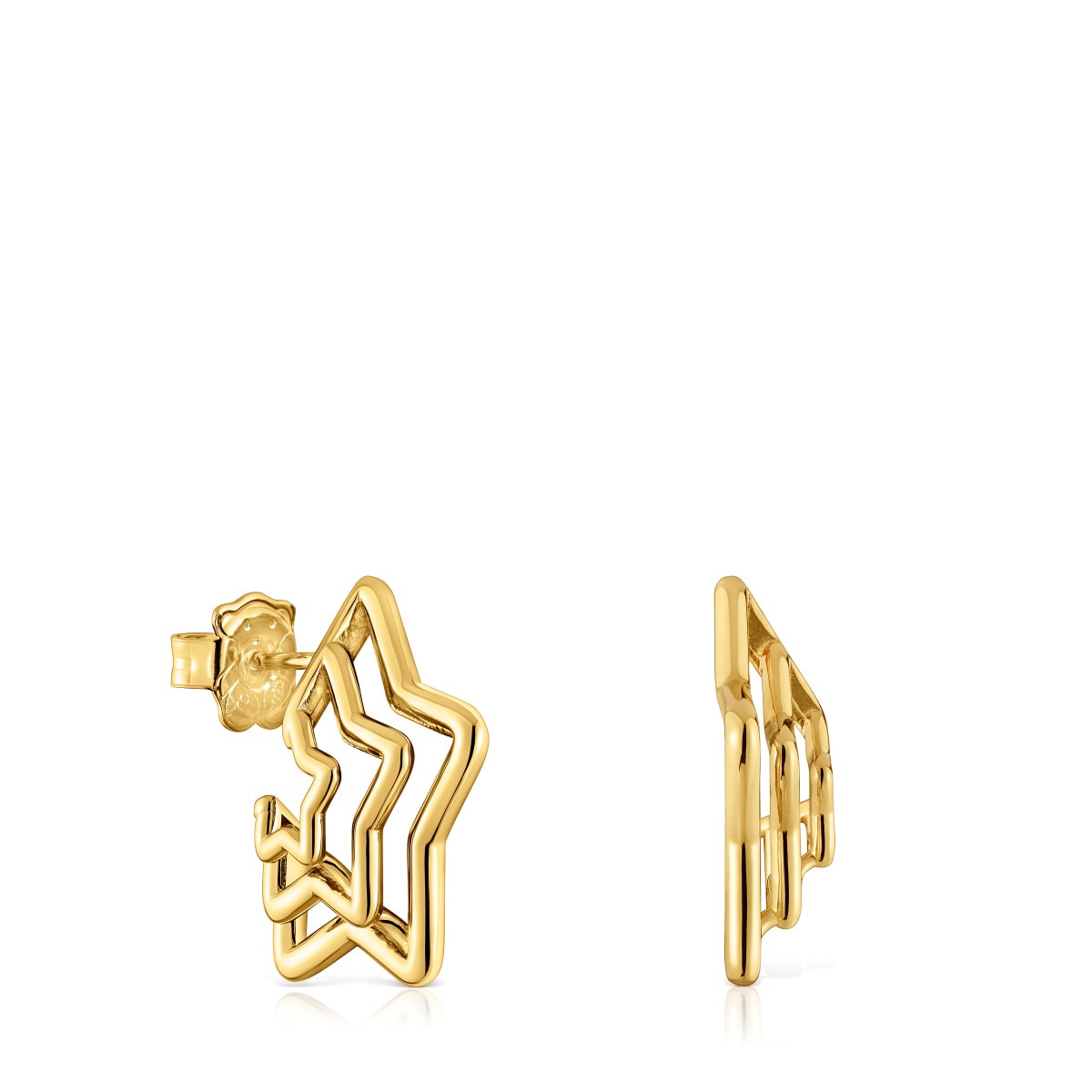 Small Bickie triple star Earrings with 18 kt gold plating over silver