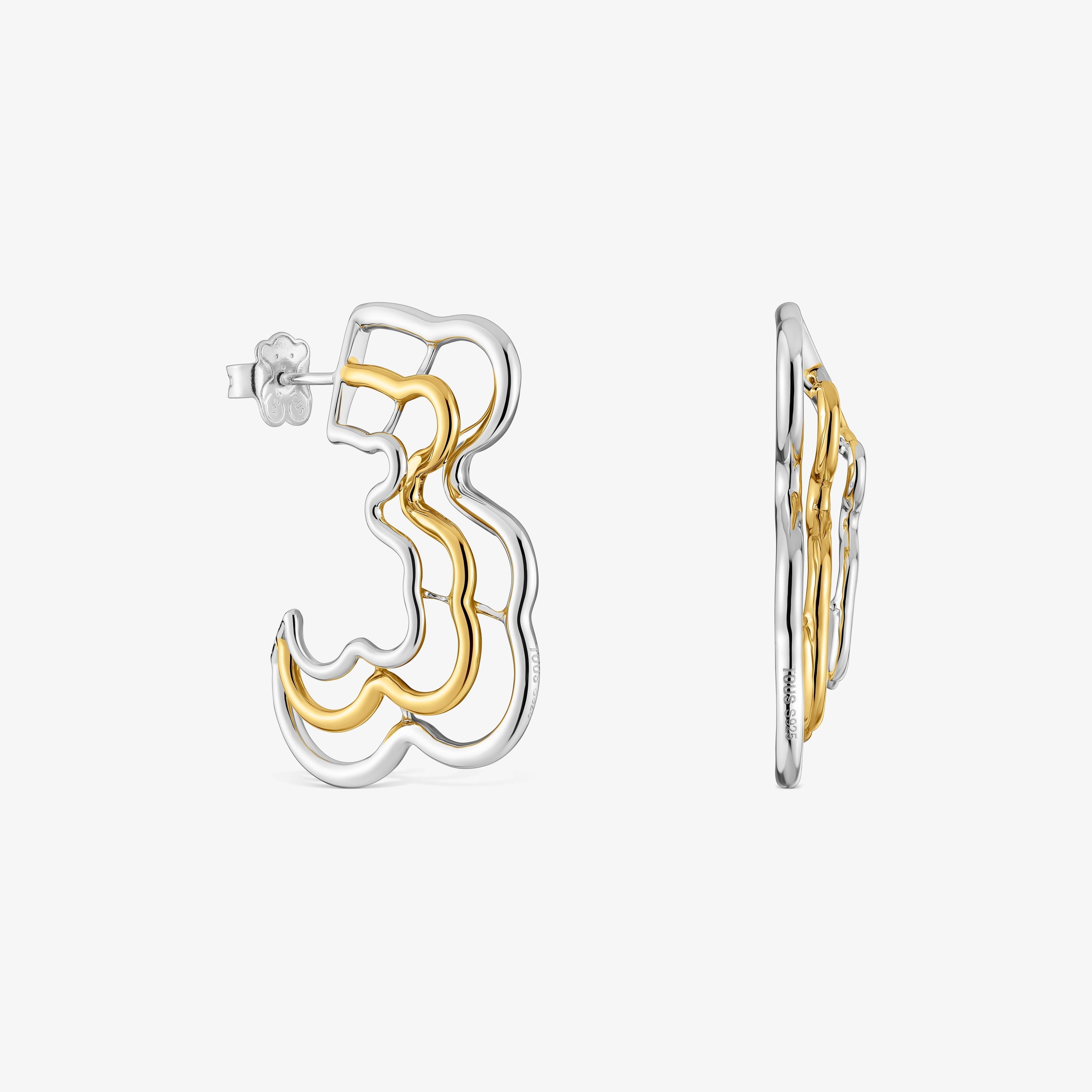 Bickie two-tone triple bear Earrings