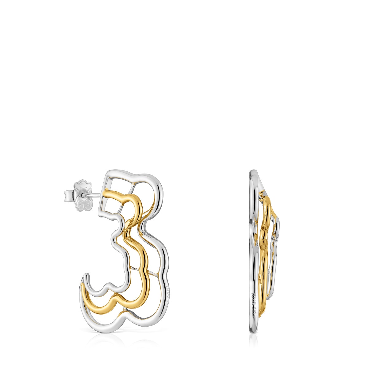 Pendientes triple oso bicolor Bickie