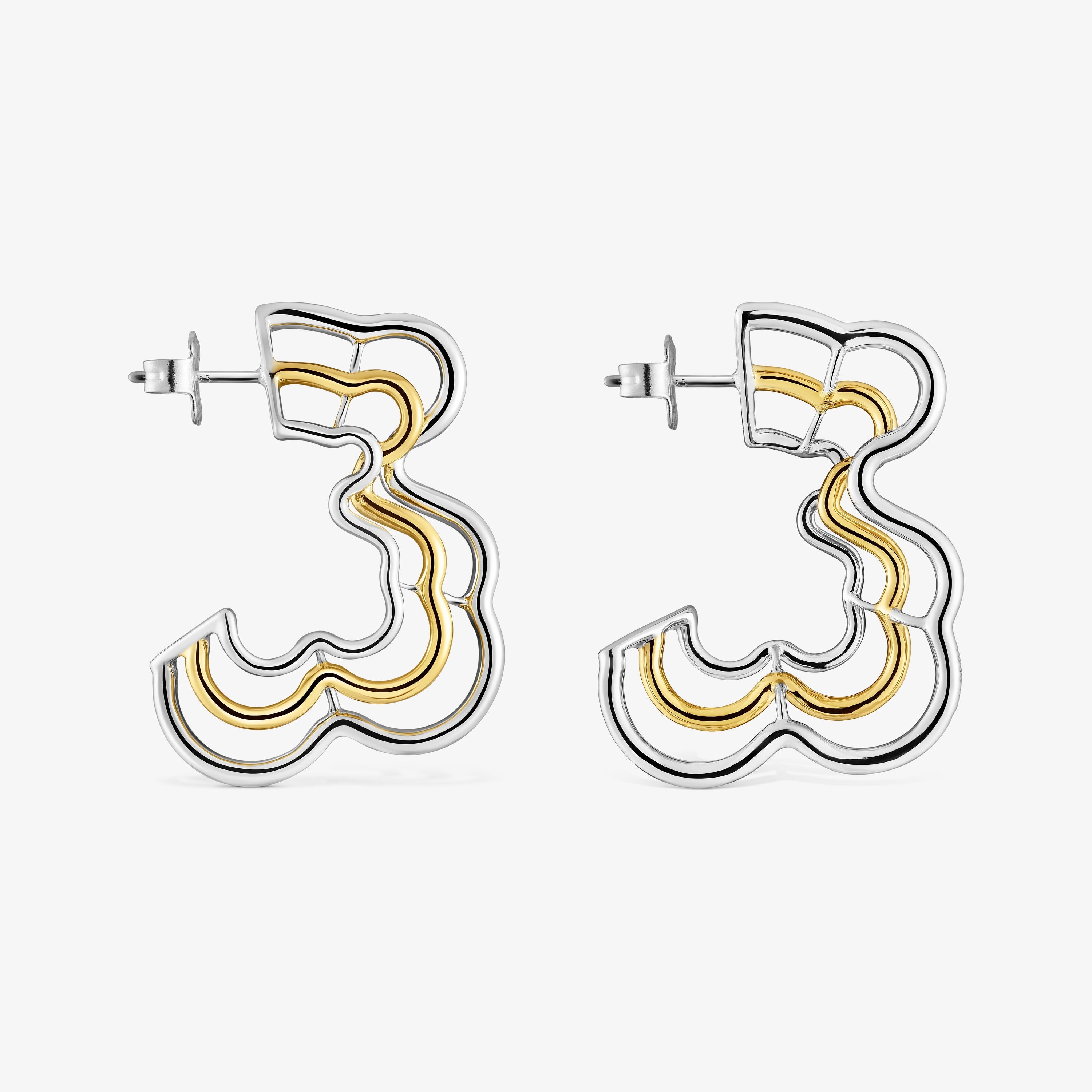 Bickie two-tone triple bear Earrings