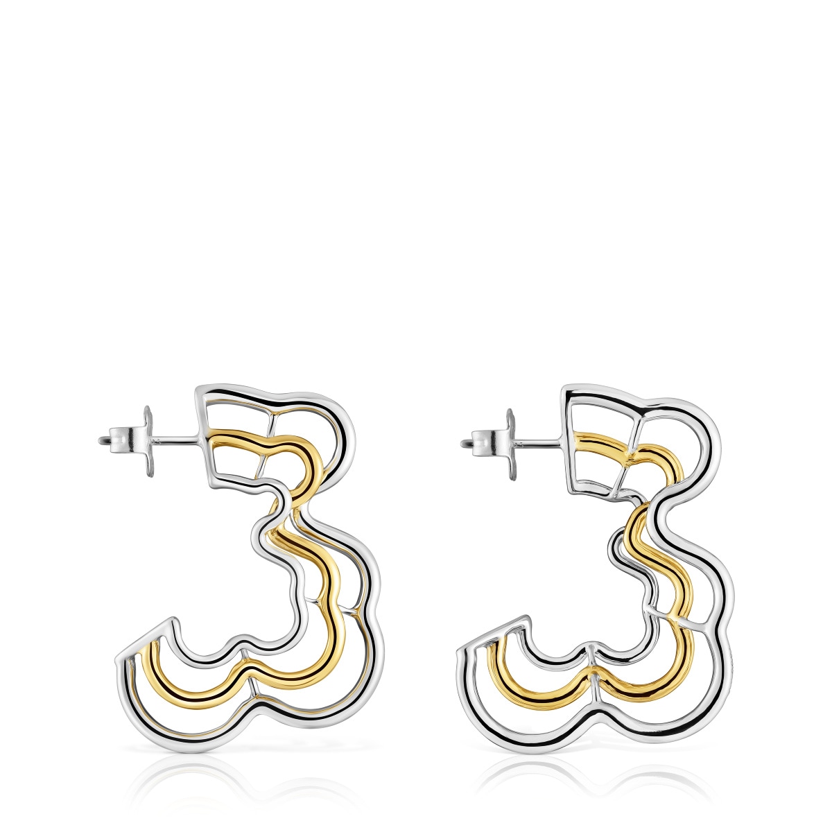 Pendientes triple oso bicolor Bickie