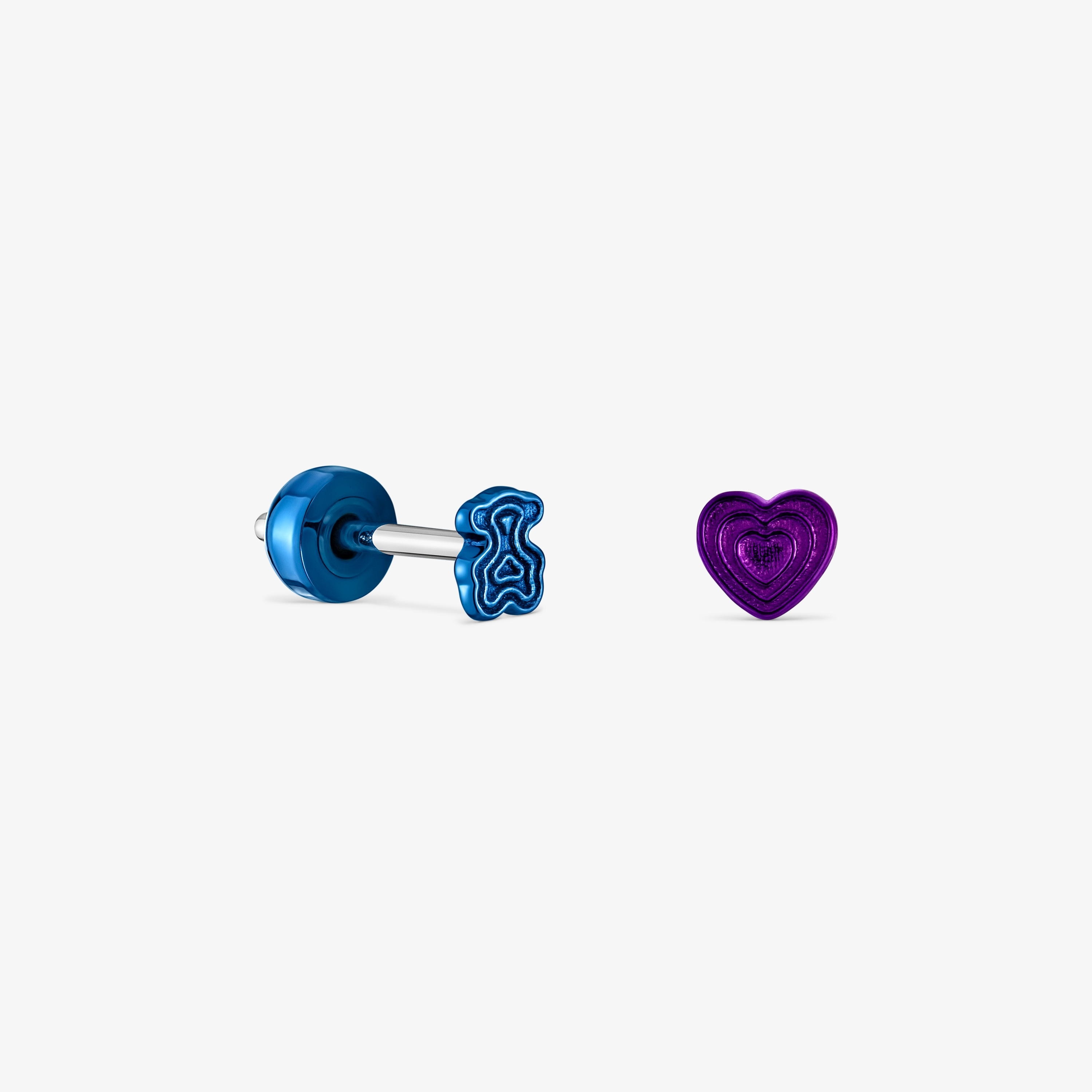 Pack of Bickie purple and blue IP steel ear Piercings