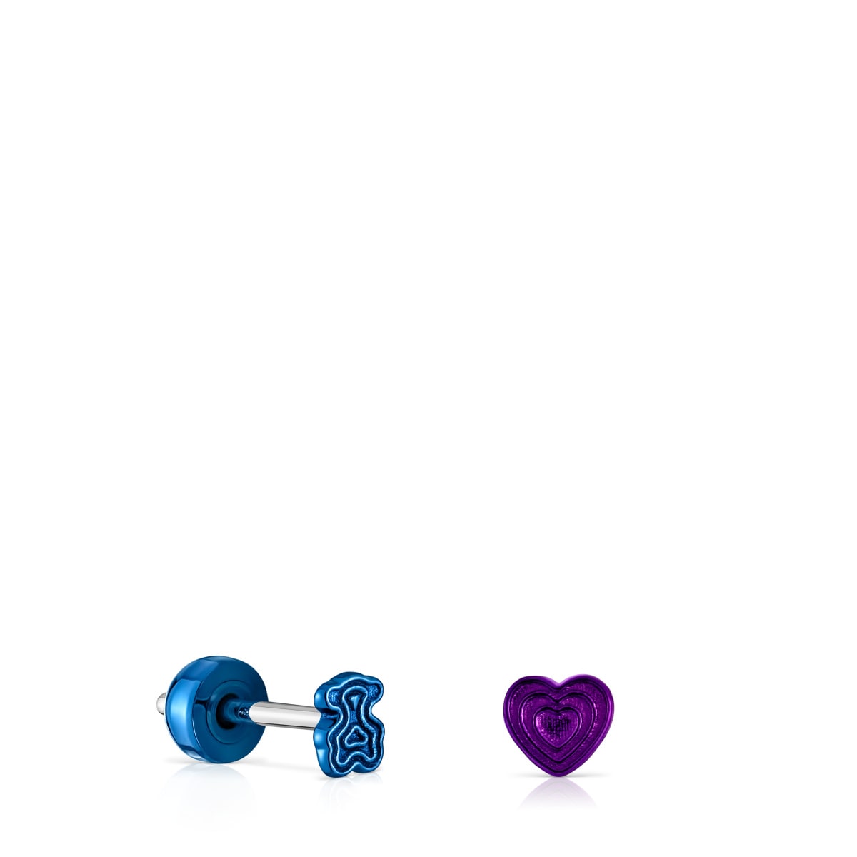 Pack of Bickie purple and blue IP steel ear Piercings