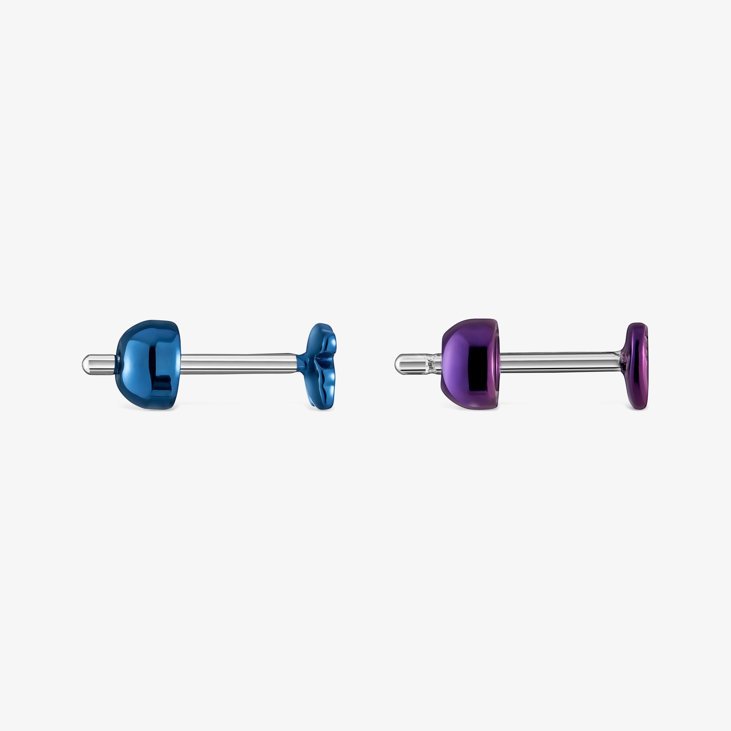 Pack of Bickie purple and blue IP steel ear Piercings