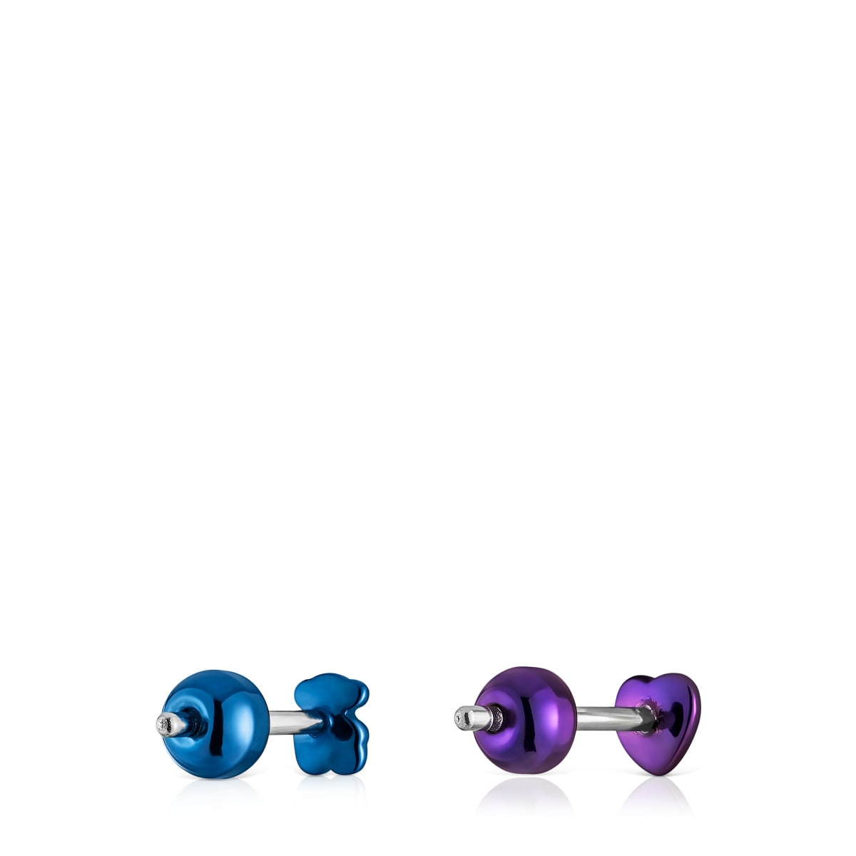 Pack of Bickie purple and blue IP steel ear Piercings