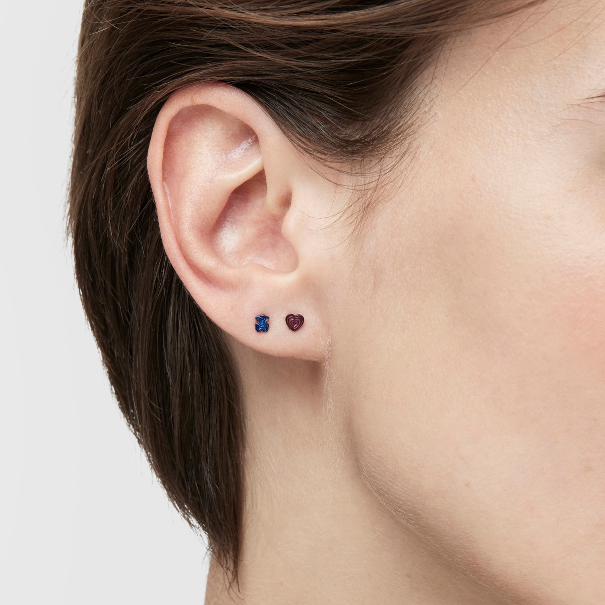 Pack of Bickie purple and blue IP steel ear Piercings