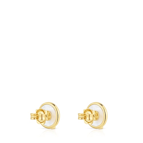 Yunque openwork earrings with 18 kt gold plating over silver and mother-of-pearl