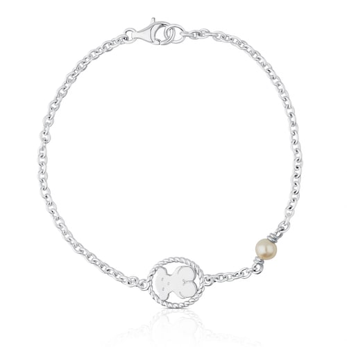 Silver Camee Bracelet with Pearl