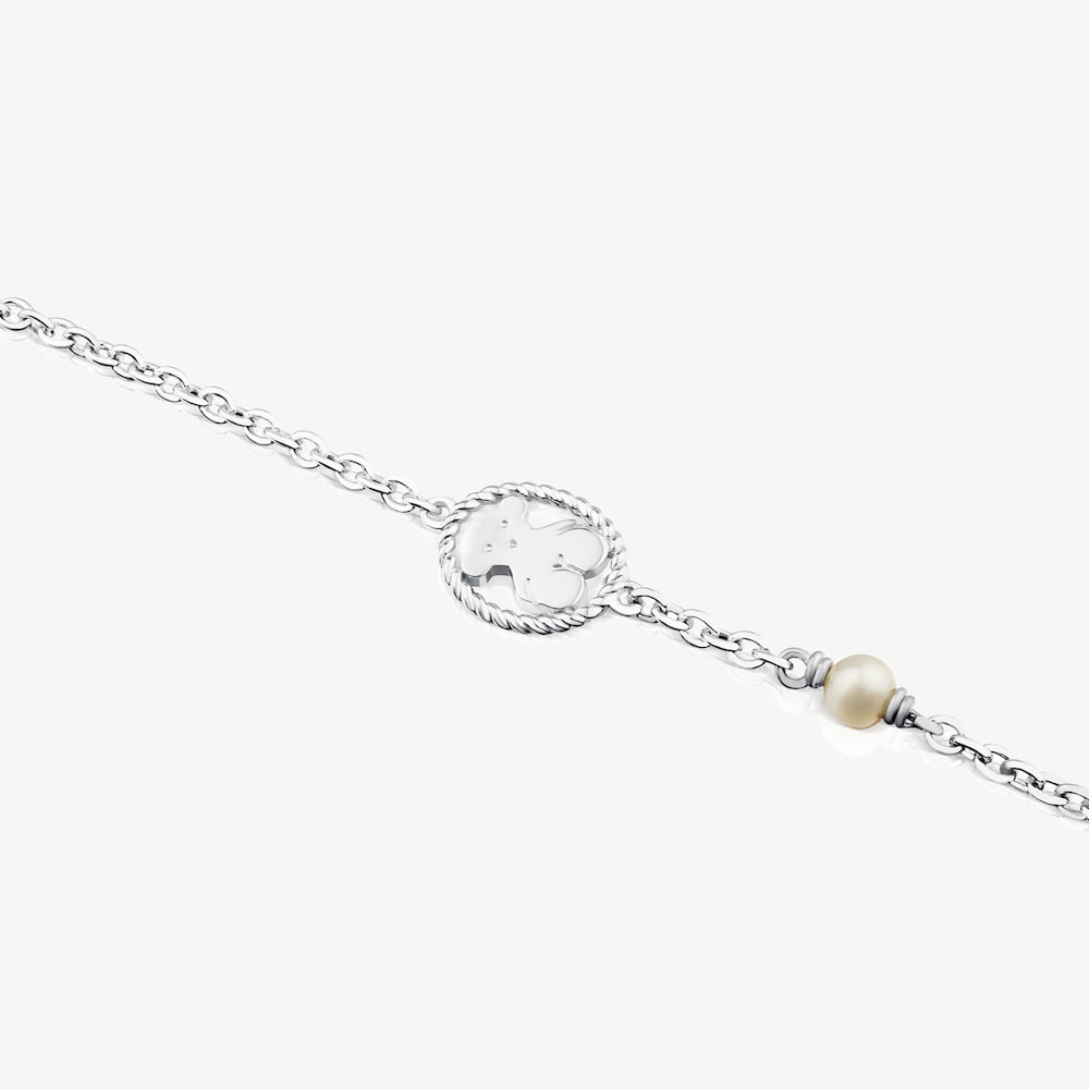 Silver Camee Bracelet with Pearl