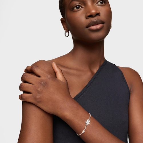 Silver Camee Bracelet with Pearl