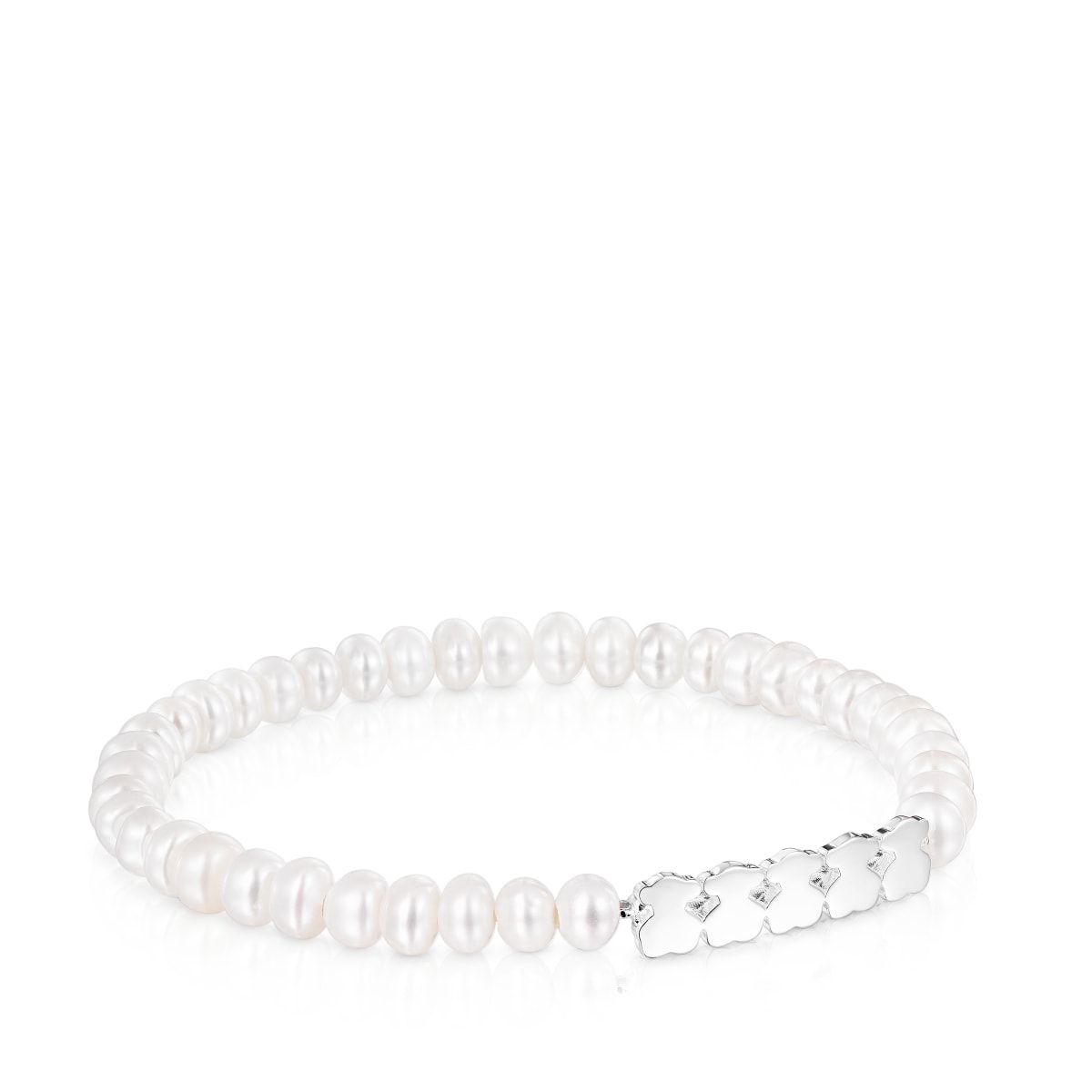 Pulsera de plata y perlas Straight