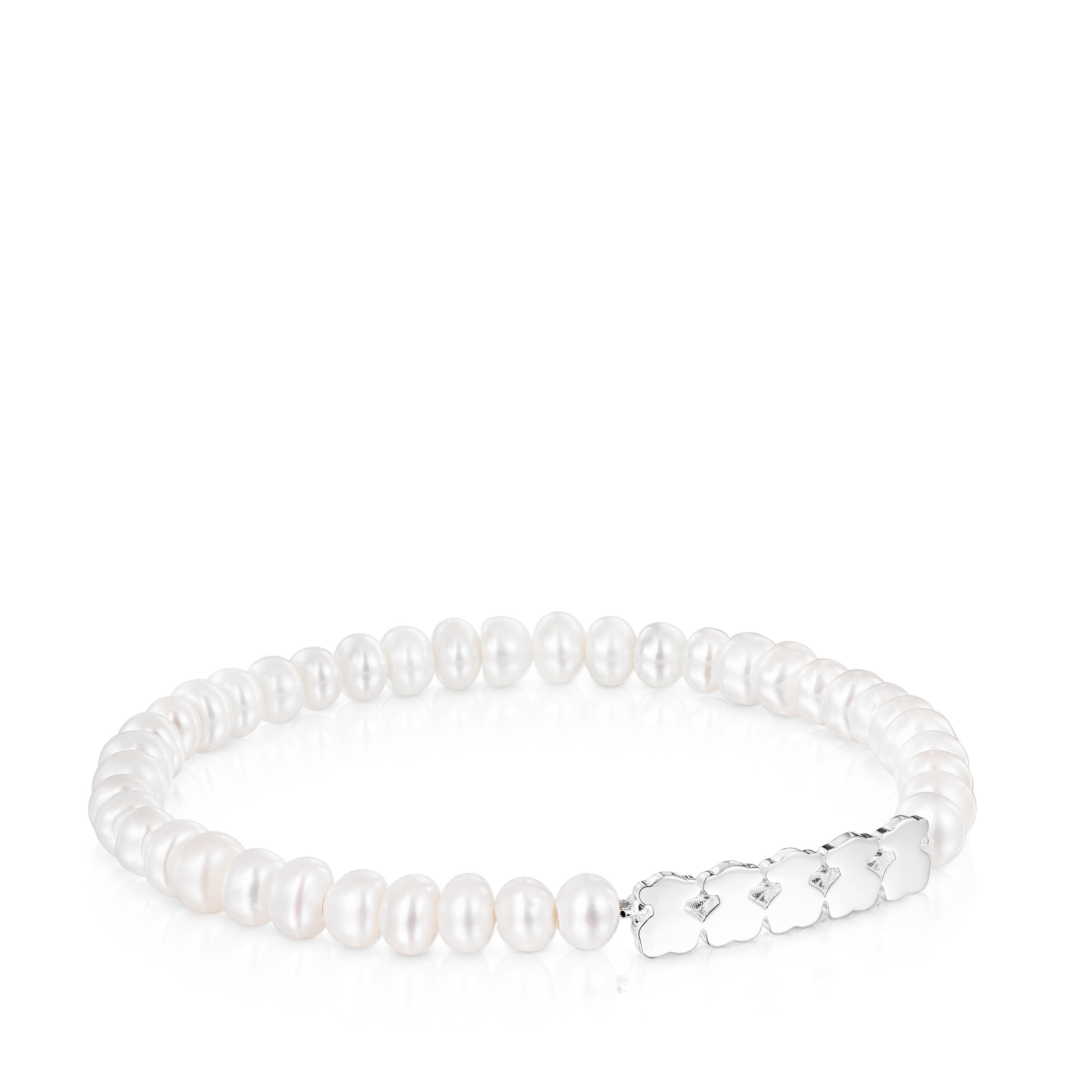 Silver Straight Bracelet with Pearls