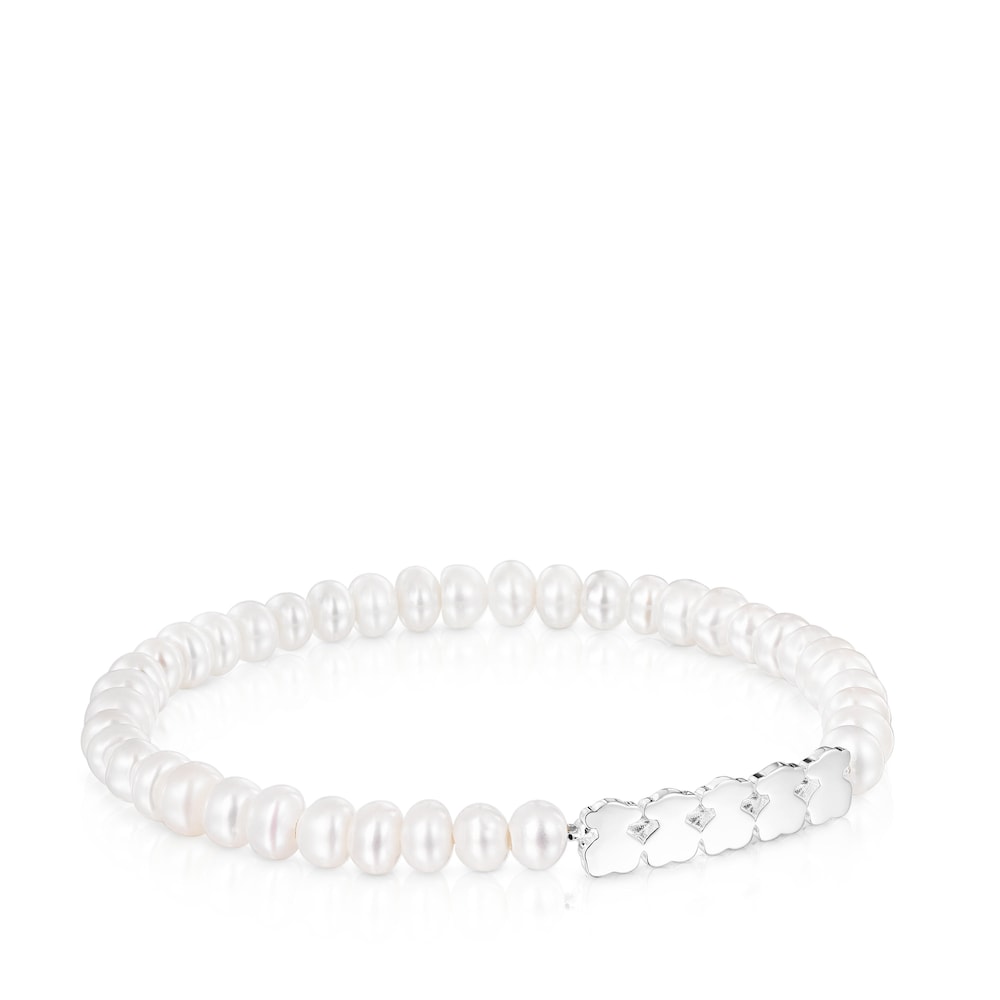 Pulsera de plata y perlas Straight image number 0